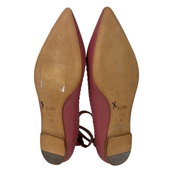 COACH Jody Pink Leather Studded Pointed Toe Flats Ankle Strap Women’s Size 9.5B - Picture 6 of 9